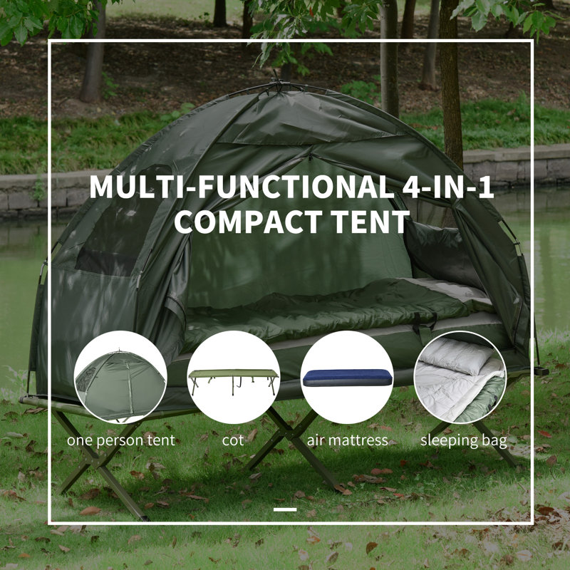 Outsunny Deluxe 4in1 Compact Folding Shelter Tent with Sleeping Bag
